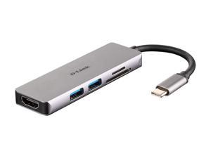 D-Link USB C Hub 5-in-1 with HDMI & SD & microSD Card Reader, 2 USB 3.0 Ports, 1 SD microSD Dual Card Reader, 1 HDMI 4K Port, MAC Windows Linux (DUB-M530-US)