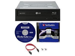 LG WH16NS40K 16X Blu-ray BDXL M-DISC DVD CD Internal Writer Drive Bundle with Free 25GB Verbatim M-Disc BD-R + Cyberlink Media Suite 10 + SATA Cable