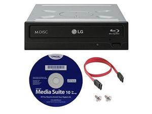 LG WH16NS40K 16X Blu-ray BDXL M-DISC DVD CD Internal Writer Drive Bundle with Free Cyberlink Media Suite 10 + SATA Cable