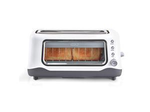 Dash Clear View Toaster, Defrost, Reheat + Auto Shut Off Feature For Bagels, Specialty Breads & Other Baked Goods, White Dash Clear View Toaster, Defrost, Reheat + Auto Shut Off Feature For Bagels, Specialty Breads & Other Baked Goods, White