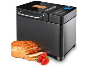 KBS 17-in-1 Bread Machine with Double Tubes, 2LB XL Bread Maker with Fruit Nut Dispenser, Ceramic Pan& Digital Touch Panel, 3 Loaf Sizes 3 Crust Colors, Reserve& Keep Warm Set, Stainless Steel/Black KBS 17-in-1 Bread Machine with Double Tubes, 2LB XL Bread Maker with Fruit Nut Dispenser, Ceramic Pan& Digital Touch Panel, 3 Loaf Sizes 3 Crust Colors, Reserve& Keep Warm Set, Stainless Steel/Black