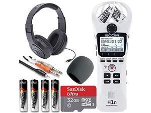 Zoom H1n Handy Recorder + On Stage Windscreen + SanDisk Ultra 32GB Card + Cable + Samson Headphones + Energizer AAA Batteries (White) Zoom H1n Handy Recorder + On Stage Windscreen + SanDisk Ultra 32GB Card + Cable + Samson Headphones + Energizer AAA Batteries (White)