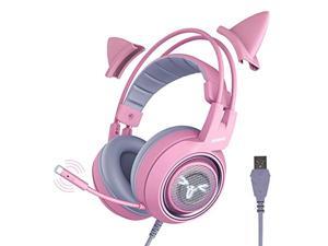 SOMIC G951pink Gaming Headset for PC, PS4, Laptop: 7.1 Virtual Surround Sound Detachable Cat Ear Headphones LED, USB, Lightweight Self-Adjusting Over Ear Headphones for Girlfriend Women SOMIC G951pink Gaming Headset for PC, PS4, Laptop: 7.1 Virtual Surround Sound Detachable Cat Ear Headphones LED, USB, Lightweight Self-Adjusting Over Ear Headphones for Girlfriend Women