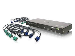 IOGEAR 8-Port USB PS/2 Combo VGA KVMP Switch with USB KVM Cables, GCS1808KITU