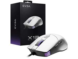 EVGA X12 Gaming Mouse, 8k, Wired, White, Customizable, Dual Sensor, 16,000 DPI, 5 Profiles, 8 Buttons, Ambidextrous Light Weight, RGB, 905-W1-12WH-KR