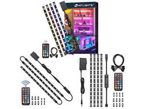 HitLights LED Strip Lights 3 Pre-Cut+4 Pre-Cut combination, 12Inch per strip, LED Light Strip Flexible Color Changing 5050 LED Accent Kit with RF Remote, Power Supply, and Connectors for TV, Home, DIY