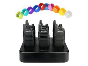 Retevis RT22 Walkie Talkies 6 Pack with SixWay ChargerRetevis Two Way Radio Antenna Rubber Ring6 Packfor Manufacturing Education Government
