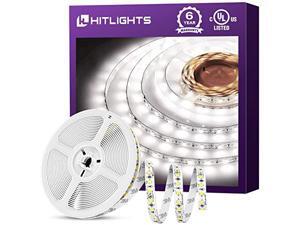 HitLights Cool White LED Strip Lights, UL-Listed Premium High Density 16.4ft, 600LED, 5000K, 48W, CRI 91.5, 900Lumen/m 12V DC LED Tape Lights for Kitchen, Under Cabinet Decoration