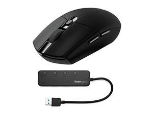 Logitech G305 Lightspeed Wireless Gaming Mouse with Knox 30 4 Port USB HUB Bundle