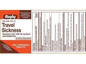 Rugby Travel Sickness Chewable Tablets, 25mg, 1000ct Rugby Travel Sickness Chewable Tablets, 25mg, 1000ct