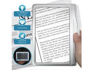 MagniPros 3X Large Ultra Bright LED Page Magnifier with 12 Anti-Glare Dimmable LEDs(Evenly Lit Viewing Area & Relieve Eye Strain)-Ideal for Reading Small Prints & Low Vision Seniors with Aging Eyes