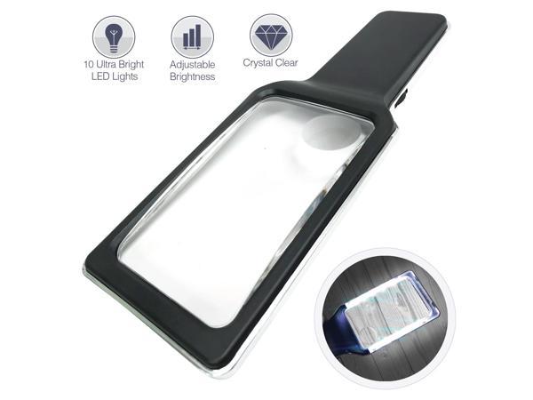 MagniPros 3 Ultra Bright LED Lights 3X 4.5X 25X Power Handheld Reading  Magnifying Glass with Light- Ideal for Reading Small Prints, Map, Coins