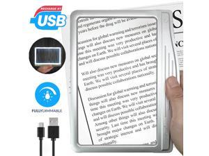 Rechargeable 3X Large Ultra Bright Page Magnifying Glass with LED light 12 Anti-Glare - Ideal for Reading Small Prints & Low Vision Seniors