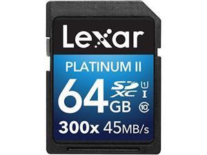Lexar Platinum II 300x SDXC 64GB UHS-I/U1 (Up to 45MB/S Read) Flash Memory Card-LSD64GBBNL300