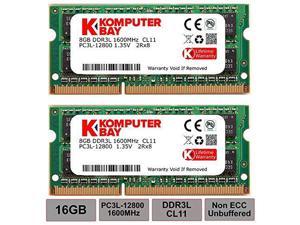 Komputerbay 16GB Dual Channel Kit 2x 8GB 204pin 1.35v DDR3-1600 SO-DIMM 1600/12800S (1600MHz, CL11) for MAC and PC