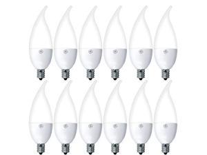 GE Lighting 28699 Dimmable Decorative Daylight LED 4.2 (40-watt Replacement), 300-Lumen Bent Tip Light Bulb with Candelabra Base, 12-Pack, Frosted