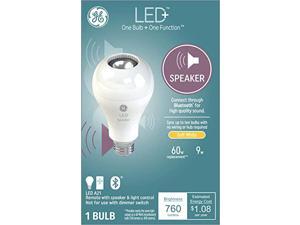 GE LED+ Speaker Light Bulb, Bluetooth Enabled, Speaker and Light Control with Remote, Soft White, 60 Watt Replacement Standard Bulb Shape (Pack of 1)
