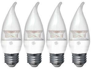 GE Lighting 37607 LED Chandelier Bulb with Medium Base, 4.2-Watt, 4-Pack, Soft White, 4 Piece