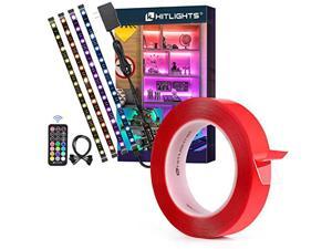 HitLights LED Strip Lights & Transparent Double Sided Tape, 16.4ft X 0.94inch Hanger Heavy Duty Tape, 4 Pre-Cut Small LED Light Strips Dimmable with Remote and UL-Listed Adapter for TV Backlight, Bedr