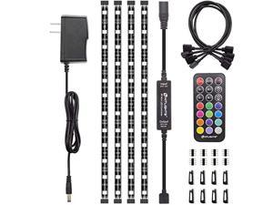 LED Strip Lights, HitLights Weatherproof 4 Pre-Cut 12Inch/48Inch RGB LED Strips Kit, Flexible Color Changing SMD 5050 LED Accent Kit with RF Remote, UL-Listed 15W Power Supply and Connectors