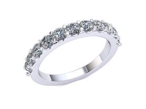 1.10 Ct Round Diamond Scalloped Shared Prong Wedding Band Women's Anniversary Ring 10k White Gold G-H SI1 1.10 Ct Round Diamond Scalloped Shared Prong Wedding Band Women's Anniversary Ring 10k White Gold G-H SI1