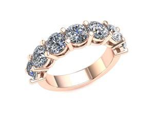 3.20 Ct Round Diamond Shared Prong with Gallery Wedding Band Women's Anniversary Ring 18k Rose Gold H SI2