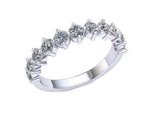1.30 Ct Round Diamond Vertical Prong Wedding Band Women's Anniversary Ring 10k White Gold J-K I1 1.30 Ct Round Diamond Vertical Prong Wedding Band Women's Anniversary Ring 10k White Gold J-K I1