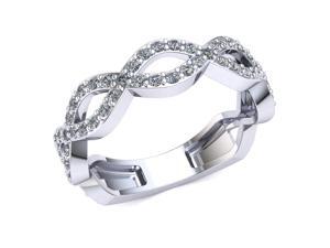 0.70 Ct Round Diamond Woven Infinity Wedding Ring Women's Eternity Band with Sizing Bar 10k White Gold G-H SI1 0.70 Ct Round Diamond Woven Infinity Wedding Ring Women's Eternity Band with Sizing Bar 10k White Gold G-H SI1
