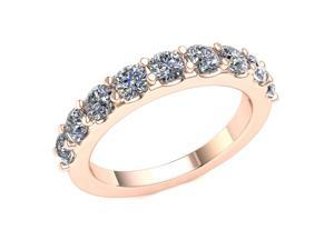 1.70 Ct Round Diamond Scalloped Shared Prong Wedding Band Women's Anniversary Ring 18k Rose Gold H SI2