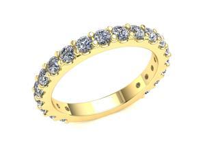 1.50 Ct Round Diamond Scalloped Shared Prong Eternity Band with Sizing Bar Women's Anniversary Ring 18k Yellow Gold F VS1