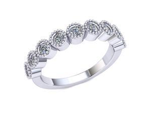 0.70 Ct Round Diamond Milligrain Bezel Set Wedding Ring Women's Anniversary Band 18k White Gold H SI2 0.70 Ct Round Diamond Milligrain Bezel Set Wedding Ring Women's Anniversary Band 18k White Gold H SI2