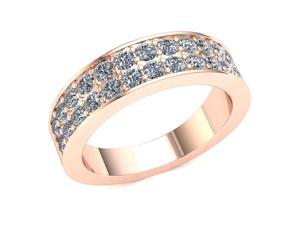 1.30 Ct Round Diamond 2 Row Prong Wedding Band Women's Anniversary Ring 14k Rose Gold G-H SI2 1.30 Ct Round Diamond 2 Row Prong Wedding Band Women's Anniversary Ring 14k Rose Gold G-H SI2