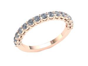 0.80 Ct Round Diamond Shared Prong With Gallery Wedding Band Women's Anniversary Ring 18k Rose Gold F VS1