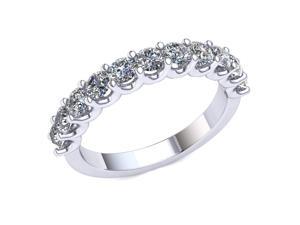 1.10 Ct Round Diamond 2 Row Shared 'U' Prong Wedding Band Women's Anniversary Ring 18k White Gold F VS1