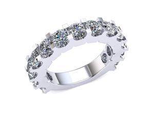3.90 Ct Round Diamond Shared 'U' Prong Wedding Band Women's Eternity Ring with Sizing Bar 18k White Gold H SI2