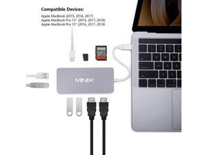 MINIX NEO C Plus  Aluminum USB C Hub with dual  HDMI  output  for Macbook Pro/Air ,HP and more USB C laptops , 2 USB 3.0 Ports, 2* 4K HDMI Ports, 1000M Ethernet LAN,SD/micro SD Card Reader Gray/Silver