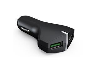 36W 2-Port USB Adaptive Fast Car Charger Quick Charge Power Adapter Ultra Compact Black Q6A for Amazon Fire HD 10 8, Kindle DX Fire HD 6 7 8.9 HDX 7 8.9 - iPad 4 Air 2, Mini 2 3 4, Pro 9.7