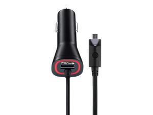 3.1Amp Rapid Car DC Charger Power Adapter w USB Port MicroUSB with Touch Activated LED Light Coiled Cable V2K for Samsung Galaxy J3 J5 J7, Note 3 4 5 Edge, S5 S6 Edge Edge+ S7 Edge