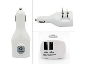 Rapid Car Home Travel Charger Power Adapter Dual USB with Folding Prongs White Compatible With Samsung Galaxy Tab S3 9.7 S2 NOOK 8.0 (SM-T710) E NOOK 9.6 (SM-T560) 4 NOOK 7.0 (SM-T230)