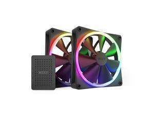 NZXT Aer F140 RGB Black Twin Pack - 2x Fan & RGB Lighting Controller - High Performance Airflow Fans
