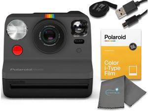 Polaroid Now IType Instant Film Camera  Black Bundle with a Color iType Film Pack 8 Instant Photos and a Lumintrail Cleaning Cloth