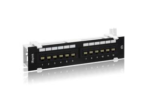 Patch Panel Mini 12 Port Cat6A with Inline Keystone 10G Support, Coupler  Patch Panel STP Shielded 10-Inch with Removable Back Bar, 1U Network Patch