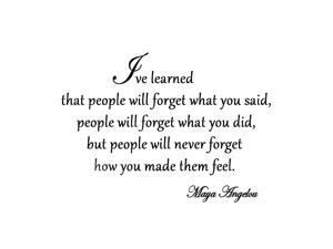 VWAQ I've Learned That People Will Forget What You've Said Maya Angelou Vinyl Wall Art Quote Decal Lettering VWAQ I've Learned That People Will Forget What You've Said Maya Angelou Vinyl Wall Art Quote Decal Lettering