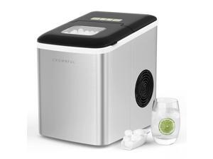 CROWNFUL Ice Maker Machine for Countertop, 9 Bullet Ice Cubes S/L Ready in 7 Minutes, 26lbs/24H, Auto self-Cleaning, with Scoop and Basket, Silver