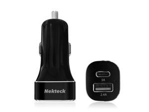 USB Type C Car Charger, Nekteck 5.4A USB-C Car Charger Adapter with Type C and Standard USB A Outputs for LG G5, Google Nexus Pixel/ Pixel XL, 5X/6P, HTC 10, Galaxy S8 / S8 plus and More, Black