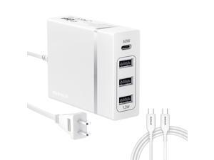 USB C Wall Charger, Nekteck 72W 4 Ports Desktop Charging Station, One 60W Type C PD Port for Laptops, MacBook Pro 13"/Air, XPS, iPad Pro 2018, HP Spectre and More - White