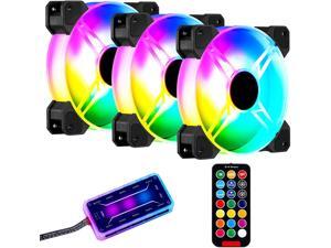 3 Pack RGB Case Fans with Controller, 120mm Ultra-Quiet RGB Chassis Cooling Fans, Equipped with Remote Control Hub, Matte Finish, Speed Adjustable Colorful Cooler Fan for PC Case