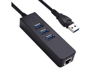 3-Port USB 3.0 HUB with 10/100/1000 Gigabit Ethernet Converter (3 USB 3.0 Ports, A RJ45 Gigabit Ethernet Port, Support Windows XP, Vista, Win7/8 (32/64 bit), Mac OS 10.6 and Above, Linux) Black