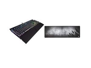 CORSAIR K70 RGB MK.2 RAPIDFIRE Mechanical Gaming Keyboard - USB Passthrough & Media Controls - Fastest & Linear - Cherry MX Speed - RGB LED Backlit and CORSAIR MM300 - Extended Mouse Mat