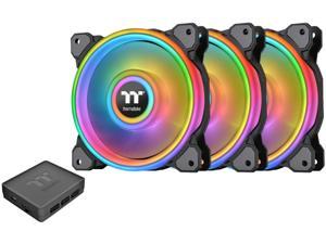 Thermaltake Riing Quad 120mm 16.8 Million RGB Color (Alexa, Razer Chroma) Software Enabled 4 Light Rings 54 Addressable LED 9 Blades Hydraulic Bearing Case/Radiator Fan CL-F088-PL12SW-B, Black
